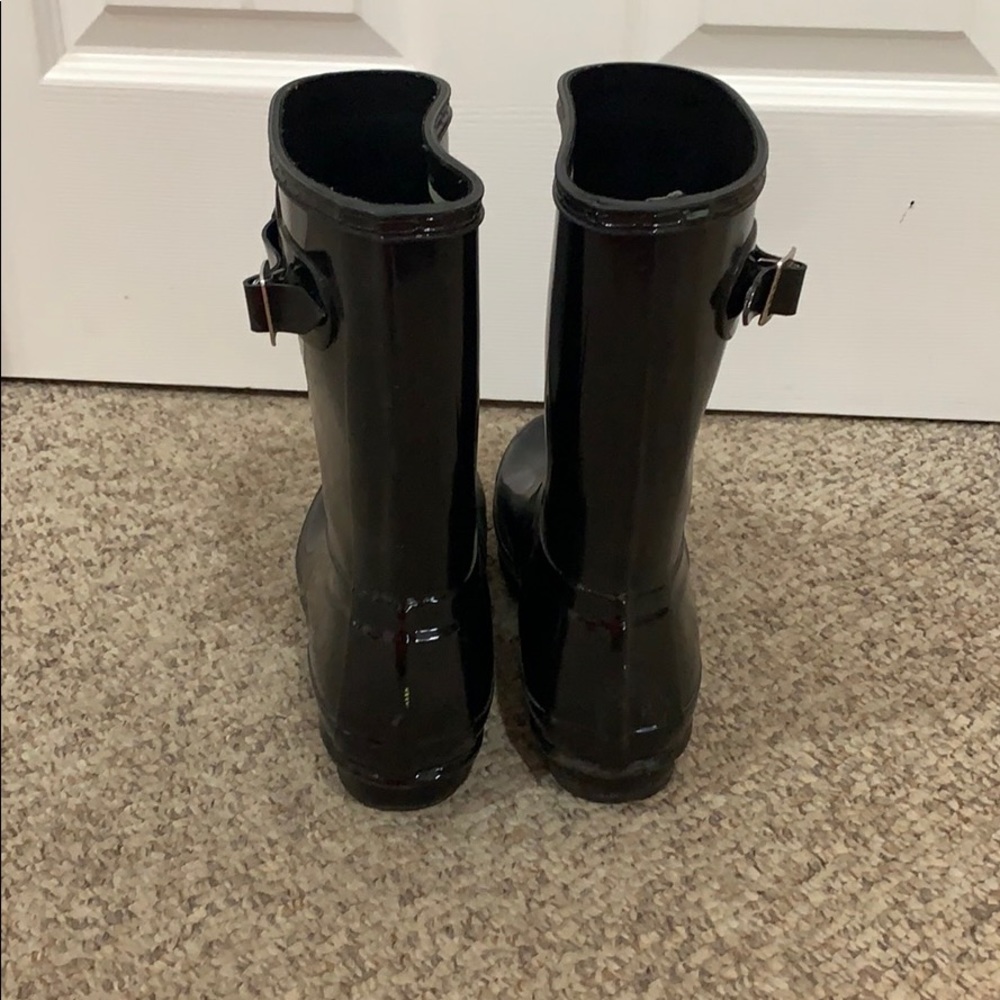 Hunter black short glossy rain rubber boots sz 8 - Picture 4 of 7